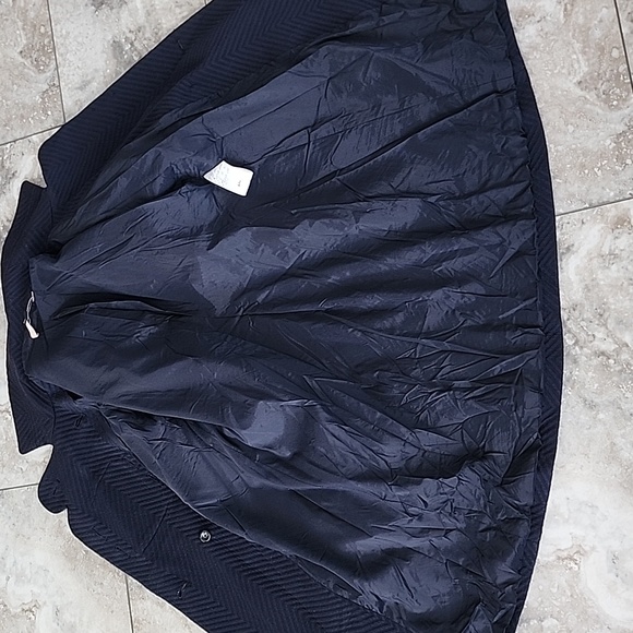 RED VALENTINO NAVY MADE IN ITALY LINED COTTEN N WOOL BLEN EMBOSSED PEA COAT EU46 - Picture 8 of 11